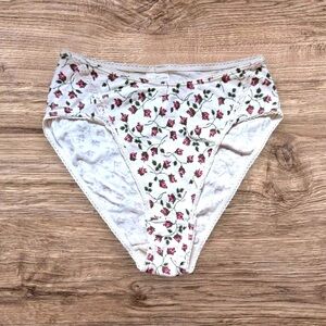 RALPH LAUREN Vintage 90s Pink Rosebud Cotton Lace 9153 High Leg Brief Panties M